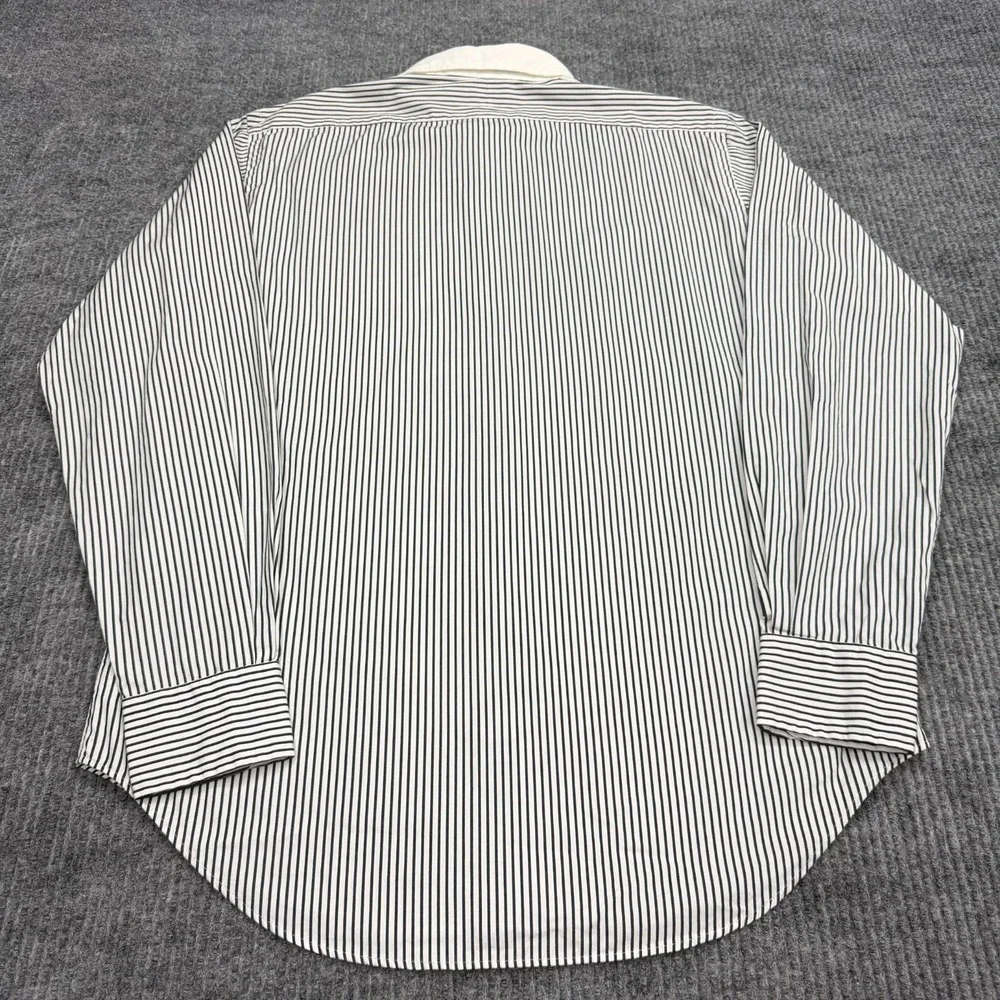 VTG Polo Ralph Lauren Shirt Mens Small Black White Pin Striped Peter Pan Collar